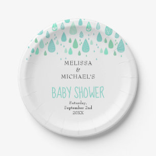 Süße Regentropfen-Paar-Baby-Shower / Sprinkle Pappteller