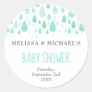 Süße Regentropfen Paare Baby Shower / Sprinkle Runder Aufkleber