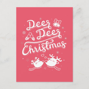 Süße Reh-Reh-Weihnachts-Typografie-Pun-Postkarte Feiertagspostkarte