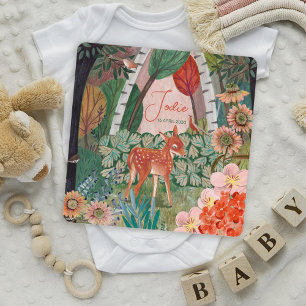 Süße Reh-Wald-Geburtsanzeige für neugeborenes Baby Dankeskarte