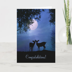 Süße Rehe im Mondlicht zur Hochzeit Grüße Karte