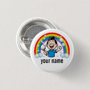 Süße Reinigungsmaskottchen-Regenbogen-Cartoon-Desi Button