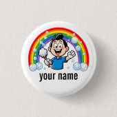 Süße Reinigungsmaskottchen-Regenbogen-Cartoon-Desi Button (Vorderseite)