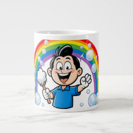 Süße Reinigungsmaskottchen-Regenbogen-Cartoon-Desi Jumbo-Tasse