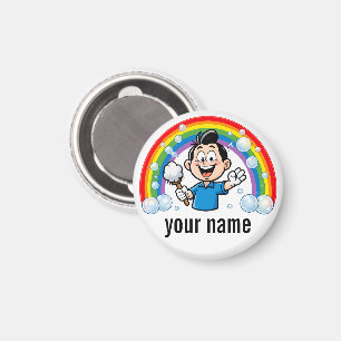 Süße Reinigungsmaskottchen-Regenbogen-Cartoon-Desi Magnet