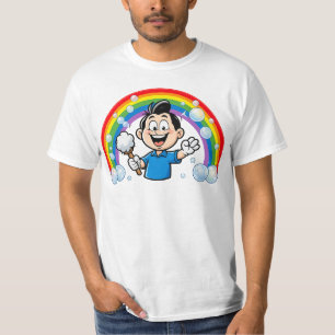 Süße Reinigungsmaskottchen-Regenbogen-Cartoon-Desi T-Shirt