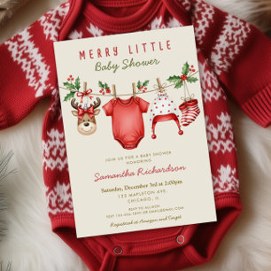 Süße Rentier-Babysachen Frohe kleine Weihnachten Einladung