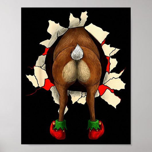 Süße Rentier-Hintern-Durchbruch-Weihnachten Poster (Vorne)