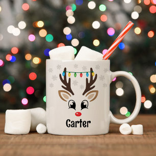 Süße-Rentier-Junge-Christmas-Lights-Name Kaffeetasse