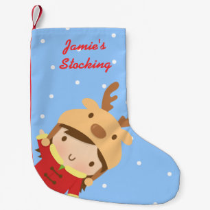 Süße Rentier Mädchen Weihnachten für Kinder Kleiner Weihnachtsstrumpf