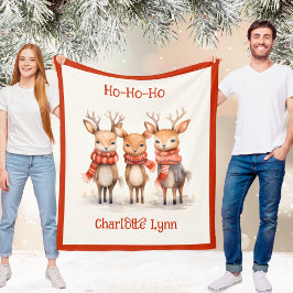 Süße Rentier-Weihnachtsdecke für Kinder mit Namen Fleecedecke
