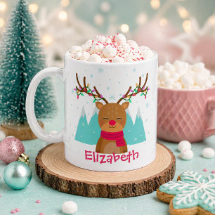 Süße Rentier-Weihnachtstasse für Kinder Kaffeetasse
