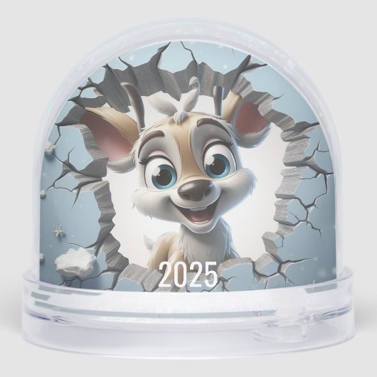 Süße Rentiere durchbrechen die Igluwand Schneekugeln (Rückseite)