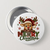 Süße Rentiere Frohe Weihnachten Button (Vorne & Hinten)