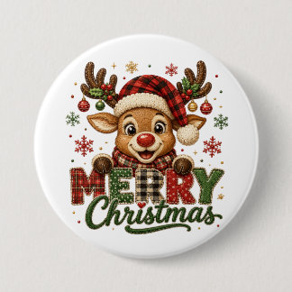 Süße Rentiere Frohe Weihnachten Button