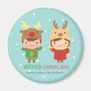 Süße Rentiere Kinder Frohe Weihnachten Party Gesch Magnet