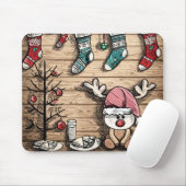Süße-Rentiere-Socken-Weihnachts-Mauspad Mousepad (Mit Mouse)