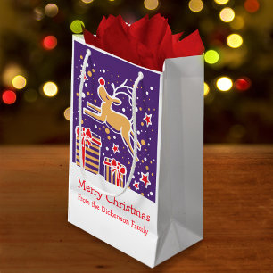 Süße Rentiere tänzeln über Weihnachtsgeschenktasch Kleine Geschenktüte