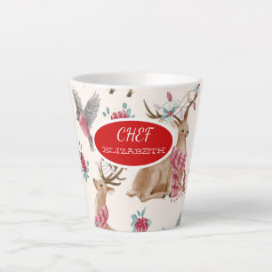 Süße Rentiere, Vögel, Blumen Milchtasse
