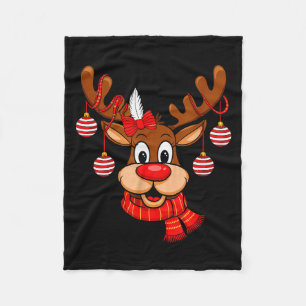Süße Rentiere Weihnachten Rote Nase Rudolph Xmas K Fleecedecke