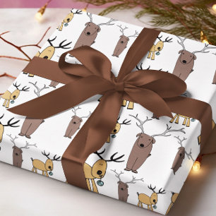 Süße Rentiere Weihnachts-Tierdruck Geschenkpapier