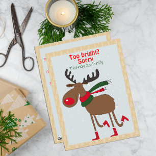 Süße Rentiere Weihnachtsgruß beige Retro-Postkarte Feiertagskarte