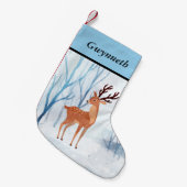 Süße Rentierfütterung im Schneewald Kleiner Weihnachtsstrumpf (Vorderansicht (hängend))