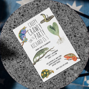Süße Reptilien-Kindergeburtstagsfeier Einladung