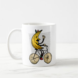 Süße Retro-Banane fährt Fahrrad Cartoon-Ästhetik Kaffeetasse