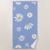Süße Retro Blau Gelbe Gänseblümchen Strandtuch (Vorderseite)
