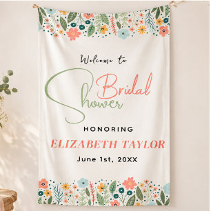 Süße Retro-Blumen-Brautparty Banner
