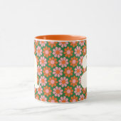 Süße Retro-Blumen Grüne Rosa Monogramm individuell Tasse (Zentrum)