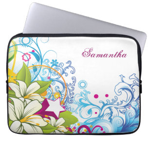 Süße Retro-Blumen und Sterne, Girly Grunge Laptopschutzhülle