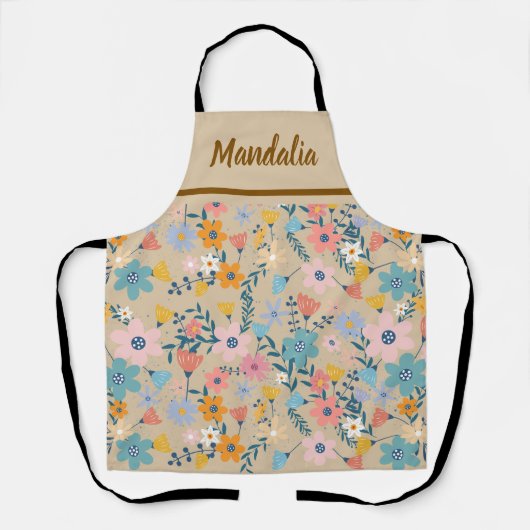 Süße Retro-Blumenmuster-Küchenschürze Schürze (Vorderseite)