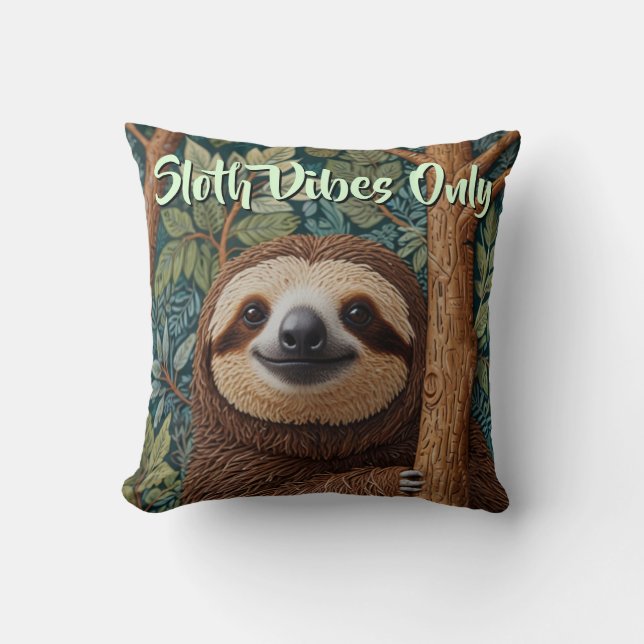 Süße Retro-Boho-Faulheit-Hänge-drin-Sloth-Vibes  Kissen (Vorderseite)