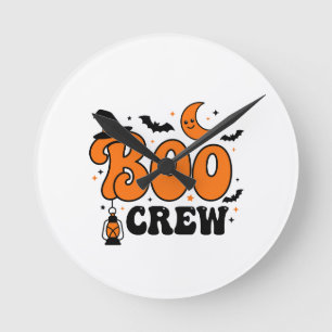 Süße Retro-Boo-Crew-Halloween-Spooky-Squad-Design Runde Wanduhr