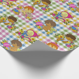 Süße Retro-farbige Karo-Baby-Party Geschenkpapier