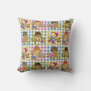 Süße Retro-farbige Patchwork-Karokleidung Baby-Par Kissen