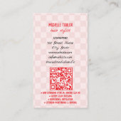 Süße Retro-Friseur-Laune-Doodle-Rot-Pink Visitenkarte (Rückseite)