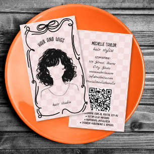 Süße Retro-Friseur-Laune-Doodle-Schleife Visitenkarte