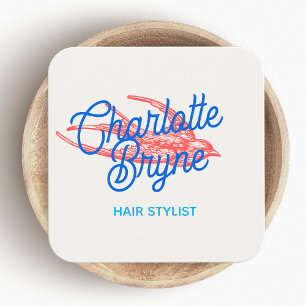 Süße Retro-Friseur Schwalbe Quadrat Quadratische Visitenkarte