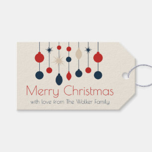 Süße Retro Fröhliche Weihnachten Rot Blau Party Geschenkanhänger
