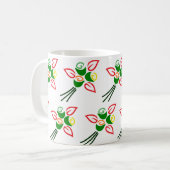 Süße Retro-Frühlingsblumen auf einer Kaffeetasse (Vorderseite Links)