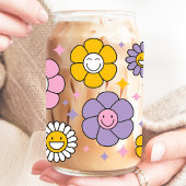 Süße Retro-glückliche Gänseblümchen-Blumen Dosenglas