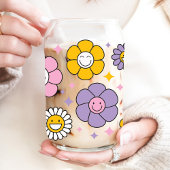 Süße Retro-glückliche Gänseblümchen-Blumen Dosenglas