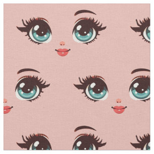 süße retro große Augen Mädchen Cartoon Puppen Gesi Stoff