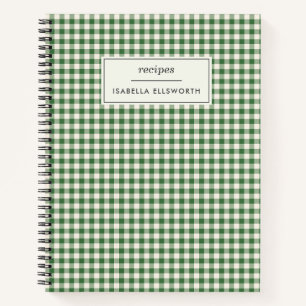 Süße Retro-Grün-Gingham-Karo-Personalisiertes Reze Notizblock