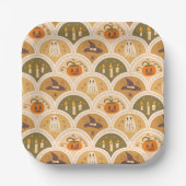 Süße Retro-Halloween-Muster-Papierteller Pappteller (Vorderseite)