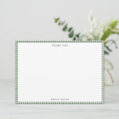 Süße Retro-Hellgrün-Gingham-Karo-Personalisierung Dankeskarte (Stehend Vorderseite)