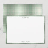Süße Retro-Hellgrün-Gingham-Karo-Personalisierung Dankeskarte (Vorne/Hinten)